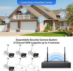 New – Apone Wireless Security Camera Systems, 6CH WiFi Security Camera System
