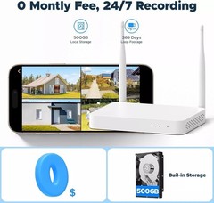 2MP Wireless Security Camera System Outdoor 360° PT 10CH H.265 CCTV Wifi NVR Kit