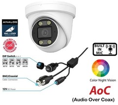 TVI 5MP 2.8mm 4in1 Audio On Coax Warm-Light Turret Dome or Bullet Camera