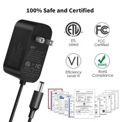 12V 2A 6Ft Power Supply Adapter, 24W Universal Charger AC 100-240V with 8Tips…