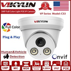 Vikylin 5MP Full Color Night Vision PoE IP Camera Outdoor with Audio Metal 2.8mm