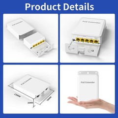 Gigabit Extender 5 Ports Outdoor PoE Repeater 1000Mbps IEEE802.3af/at/bt Switch