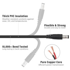 KSK 10 FT Trail Camera Power Cord,5.5×2.1mm DC External Black