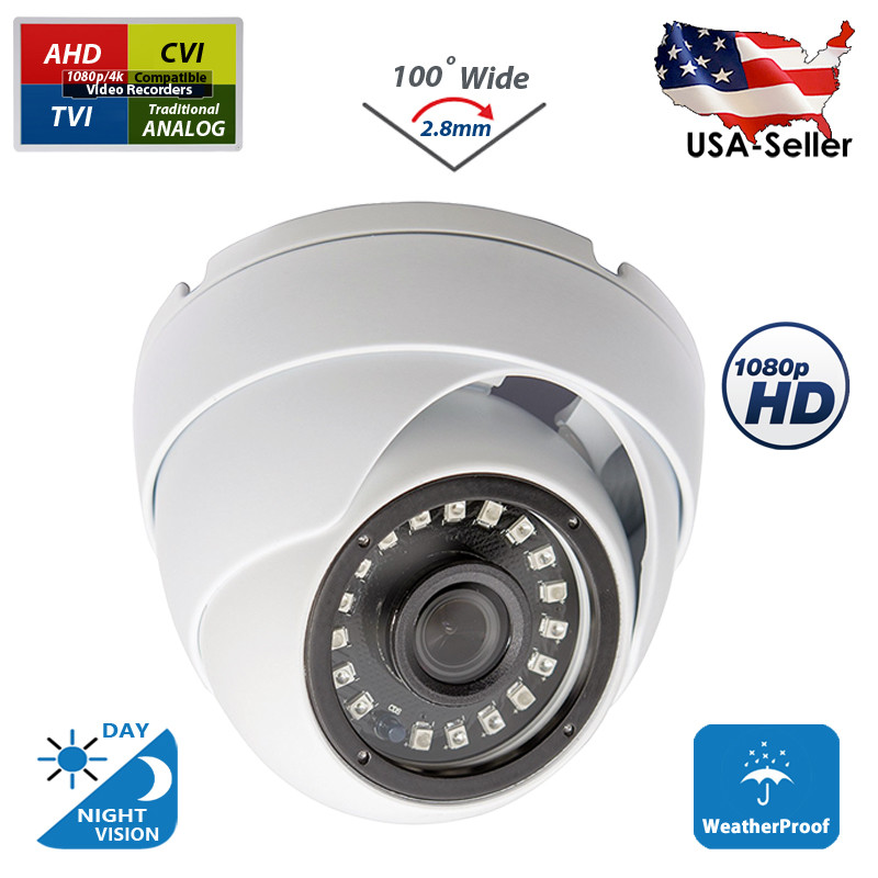 2.8mm Lens CCTV Security Dome Camera HD 1080p 4in1 TVI CVI AHD Analog Day Night