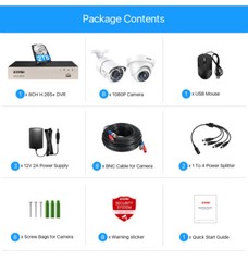 ZOSI H.265 1080p Home Security Camera System with Hard Drive 2T Outdoor 8 CH Kit