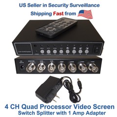 4 Channel 4 CH Quad Processor CCTV Security Camera Video Screen Splitter Switch