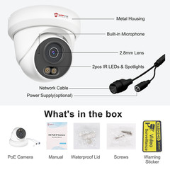 Anpviz 4MP 6MP 8MP4K Audio PoE IP Security Camera Outdoor Color Night Vision AI