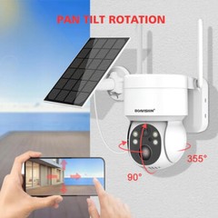Powerful 1080P HD Wifi Solar Security Camera Full Color Night Vision IP66, ICSee