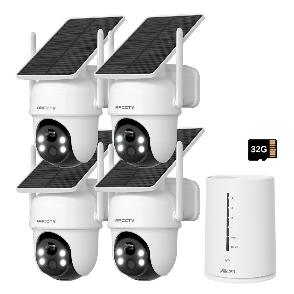 ARCCTV 2K Solar Security Camera System Wireless Outdoor Home Battery 2 Way Audio