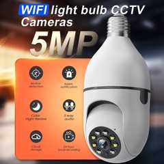 360° WiFi Wireless Light Bulb Camera Home Security 5MP IR Color 2-Way Audiio