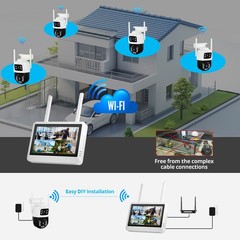 Wireless Security Camera System with Monitor Outdoor 4 WiFi Cameras Home LCD NVR
