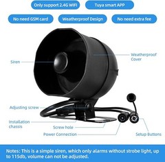 Siren Home Security Tuya Smart WiFi 120dB Loudly Speaker Alarm System Burglar US