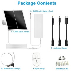 20W Solar Panel Kit, 24000mAh Battery, IP66 Waterproof, USB-C & DC Outputs, 360°