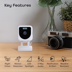 Geeni 1080P Mini Security Camera 2-Pack – WiFi Indoor/Outdoor, Night Vision