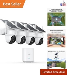 Security Cameras Outdoor Wireless, 4 Cam-Kit, No Subscription Required, Solar…