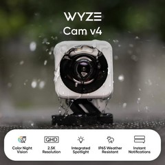 ✅ Wyze Cam V4 2.5k QHD Resolution Wired Color Night Vision Camera – White ✅