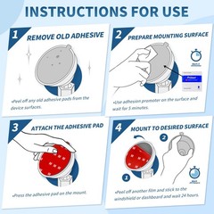 6 Pcs Dash Cam Adhesive Pads, Double Sided Pads for Car Red
