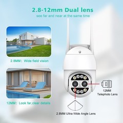 8MP 8X Zoom WIFI PTZ IP Camera Security Dual Lens Outdoor Auto tracking (ICSEE)