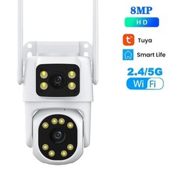 Tuya 5G WiFi Outdoor Dual Screen 4K 8MP Color Night Vision PTZ Security Camera