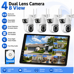 CAMCAMP Wireless Security Camera System Dual Screen 2Lens 10CH NVR Outdoor WIFI