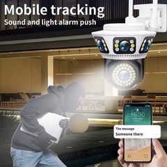 Triple Lens 3 Screen WiFi Security Camera Outdoor Two-Way Audio Night Vision PTZ