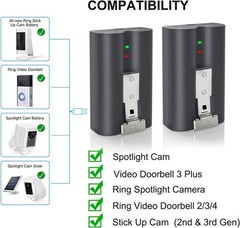2/4Pack V4 3.65V 6040mAh Li-ion Rechargeable Battery for Video Ring Doorbell 2/3