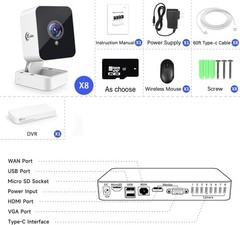 XVIM 1080P Security Camera System 8CH DVR Outdoor IP CCTV System W/ 64G SD Card