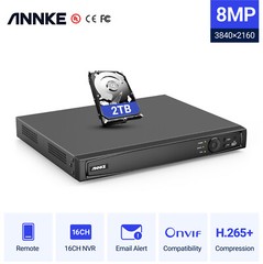 ANNKE 16CH 4K NVR POE Recorder IP Network 8MP Video for Security System 2TB HDD
