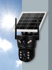 6MP Solar Camera WIFI Solar Panel Dual Lens Camera Home Security Cam + 128G Card