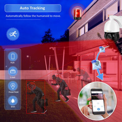 Jennov 4K HD PoE Security Camera 20X Zoom Outdoor PTZ IP Camera Auto Tracking