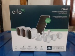 Brand New, Open Box, Arlo Pro 4 3-Cam Kit with Bonus Solar Panel – White, 2K 📹