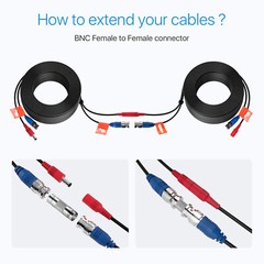 ZOSI 4x60FT BNC Cable RCA Extension Cord for CCTV Security Camera