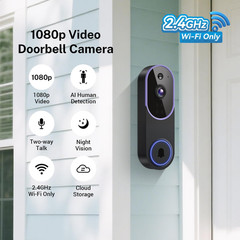 Smart 1080P Video Doorbell Camera with Night Vision, Live View, AI Human Detecti