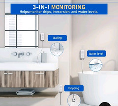 WiFi Water Leak Detector, Flood Water Sensor with Cable, 85dB Audio/App/SMS/E…