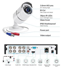 ZOSI 5MP Lite Home Security Camera System H.265+ 8CH CCTV DVR with 1/2TB HDD