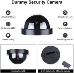 Dummy CCTV Dome Camera Red Flashing LED Fake Security Camera Home Office