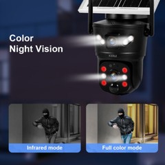 1-4pcs 6MP Solar Camera WIFI Solar Panel Dual Lens Camera Home Security CCTV Cam