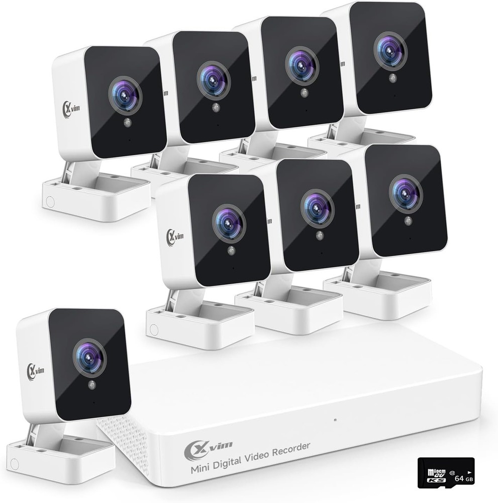XVIM 1080P Security Camera System 8CH DVR Outdoor IP CCTV System W/ 64G SD Card