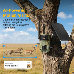 Hubposh 4G LTE Cellular AI Security Camera with Solar Panel, 1080p Outdoor Camer
