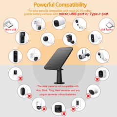 US Solar Panel For USB Outdoor Power Camera Security Cam Battery Charger 3W 5V