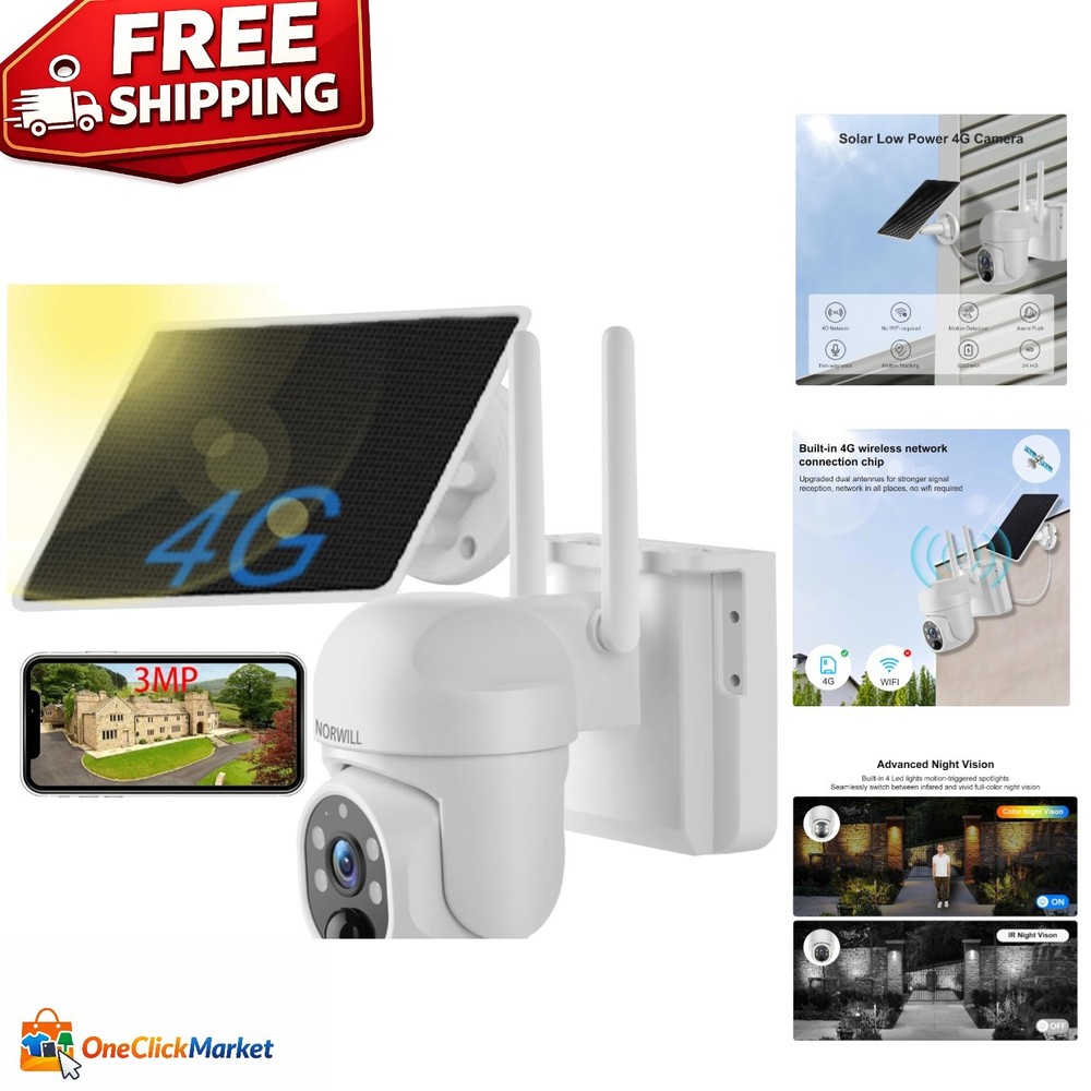 Solar-Powered 360° Live View Camera with 2K Color Night Vision & Alerts