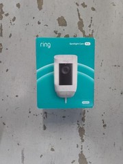 Ring Spotlight Cam Pro Wi-Fi Wired Plug-In Outdoor Security Video Camera White