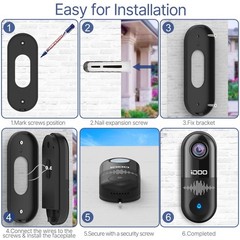 iDOO Smart WiFi Video Doorbell Camera 1080P Motion Night Vision, 2-Way Audio, US