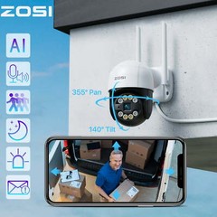 ZOSI WiFi Security Camera System PT IP Camera Smart Light Siren Alarm Outdoor