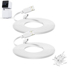 2-Pack 30 Ft Extension Cable for WYZE Cam Pan V3 Outdoor Camera, Micro USB 90 De