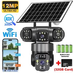 Solar Battery Powered Wireless WiFi Outdoor Pan/Tilt Home Security Camera System