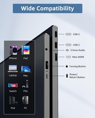 Yodoit Portable Monitor For Laptop 15.6 19201080 Travel Screen Fhd Ips Display