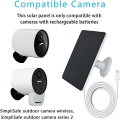 SimpliSafe Outdoor Camera Solar Panel – 4W 5V with 10ft Cable for Series 2