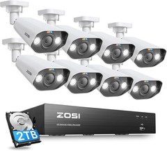 ZOSI 8CH 4K 8MP Security PoE Camera System Outdoor Person Vehicle Detect 2TB HDD