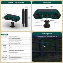 Solar Outdoor Wireless Motion Sensor Alarm 2*130db Loud Noise Maker 13 Sounds